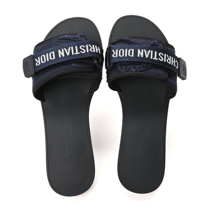 Christian Dior Technical Stretch Fabric Camouflage Dio(r)evolution Slide Sandals 38 Deep Blue 2 of 9