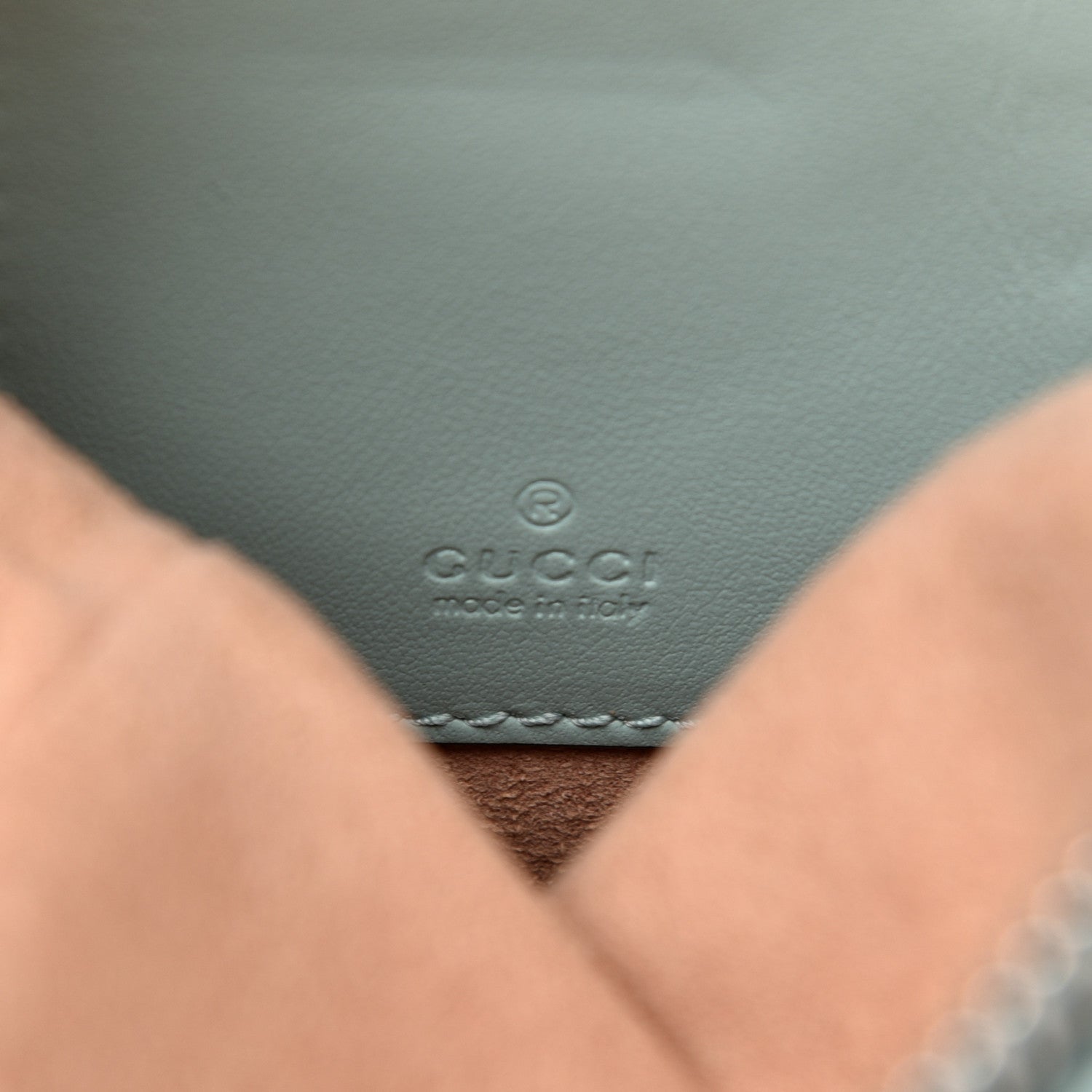 Gucci Calfskin Matelasse Mini GG Marmont Crossbody Bag Water Green 8 of 10