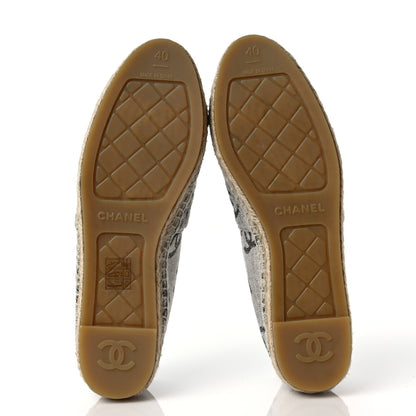 Chanel Cotton Jacquard Grosgrain CC Print Espadrilles 40 Grey Black 5 of 9