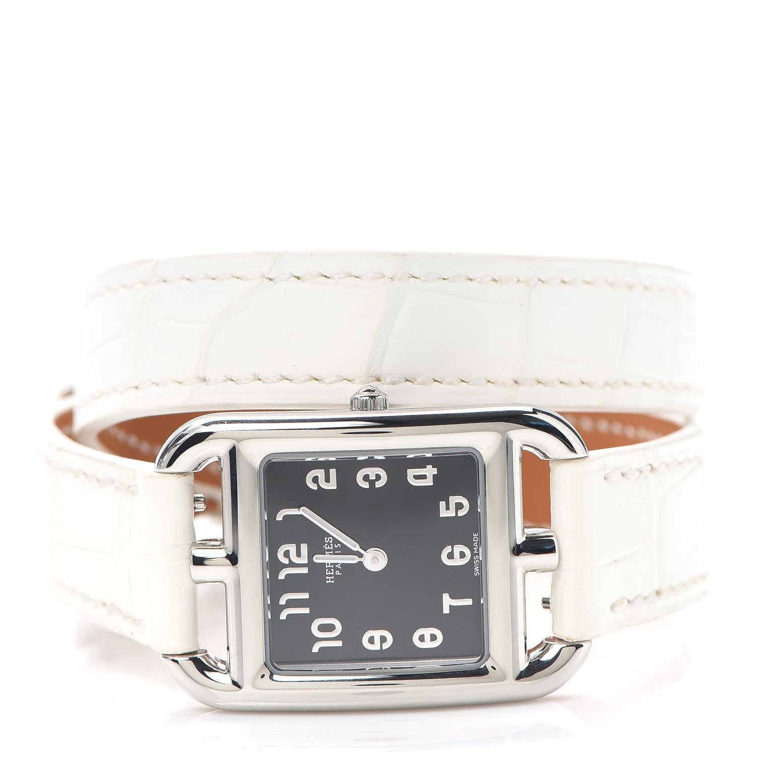 Hermes Stainless Steel Alligator 23mm Cape Cod Double Tour Quartz Watch Blanc 2 of 7