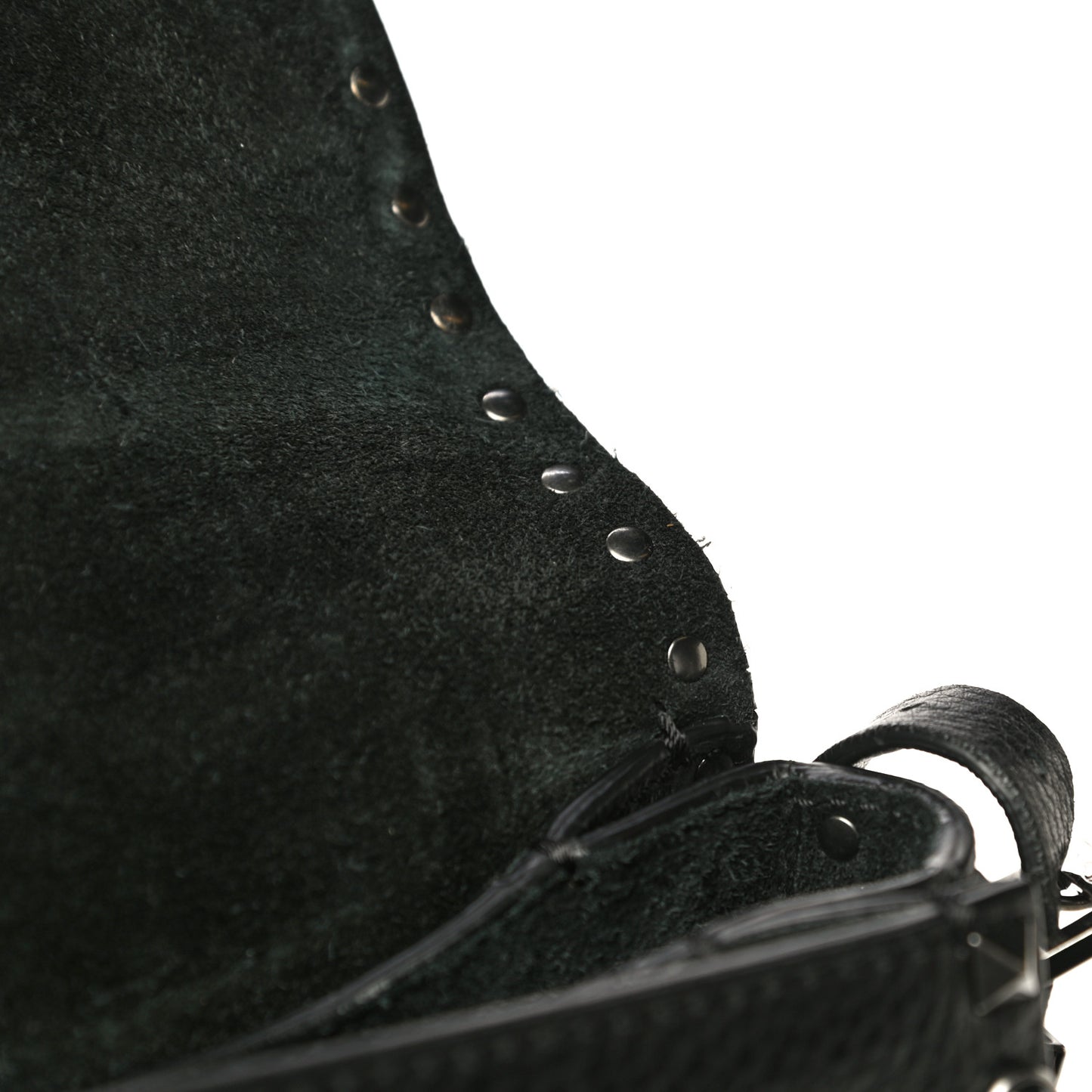 Pebbled Calfskin Onyx Medium Rockstud Rolling Flap Saddle Bag Black