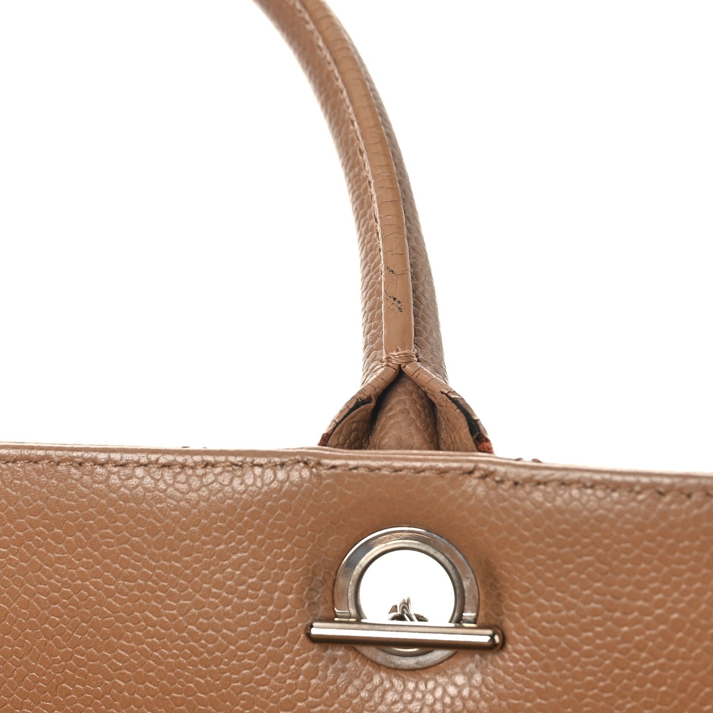 Caviar Medium Soft CC Top Handle Tote Dark Beige