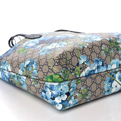 Gucci GG Supreme Monogram Blooms Medium Reversible Tote Beige Blue Navy 12 of 16