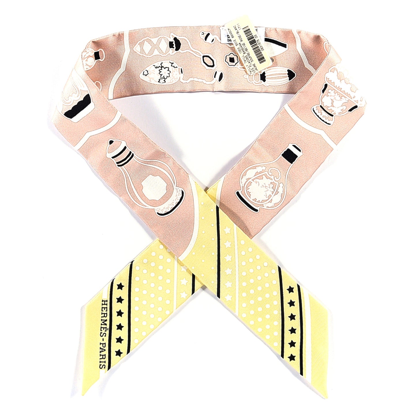 Silk Les Flacons Bandana Twilly Jaune Soufre Beige Rose Blanc