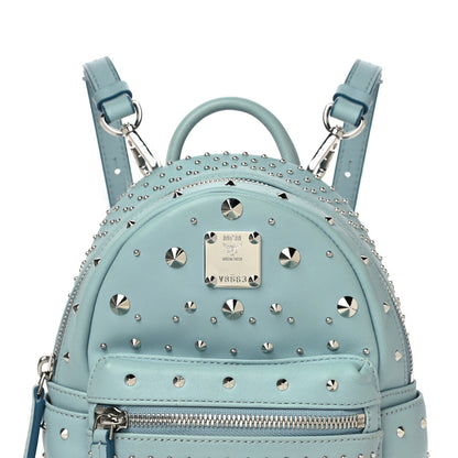 MCM Calfskin Stud X-Mini Stark Bebe Boo Backpack Sky Blue 8 of 11