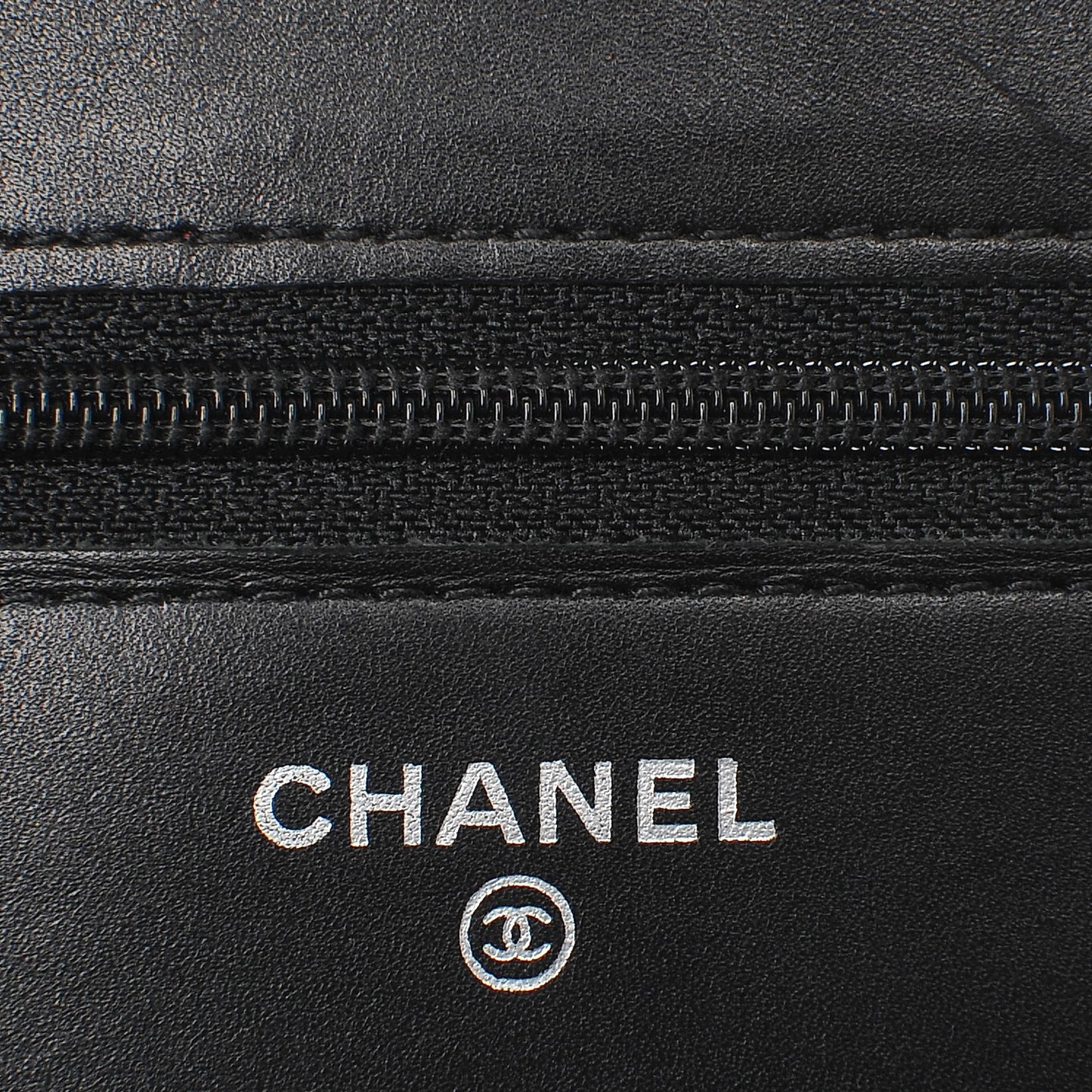 Calfskin Quilted Cambon Wallet On Chain WOC Black