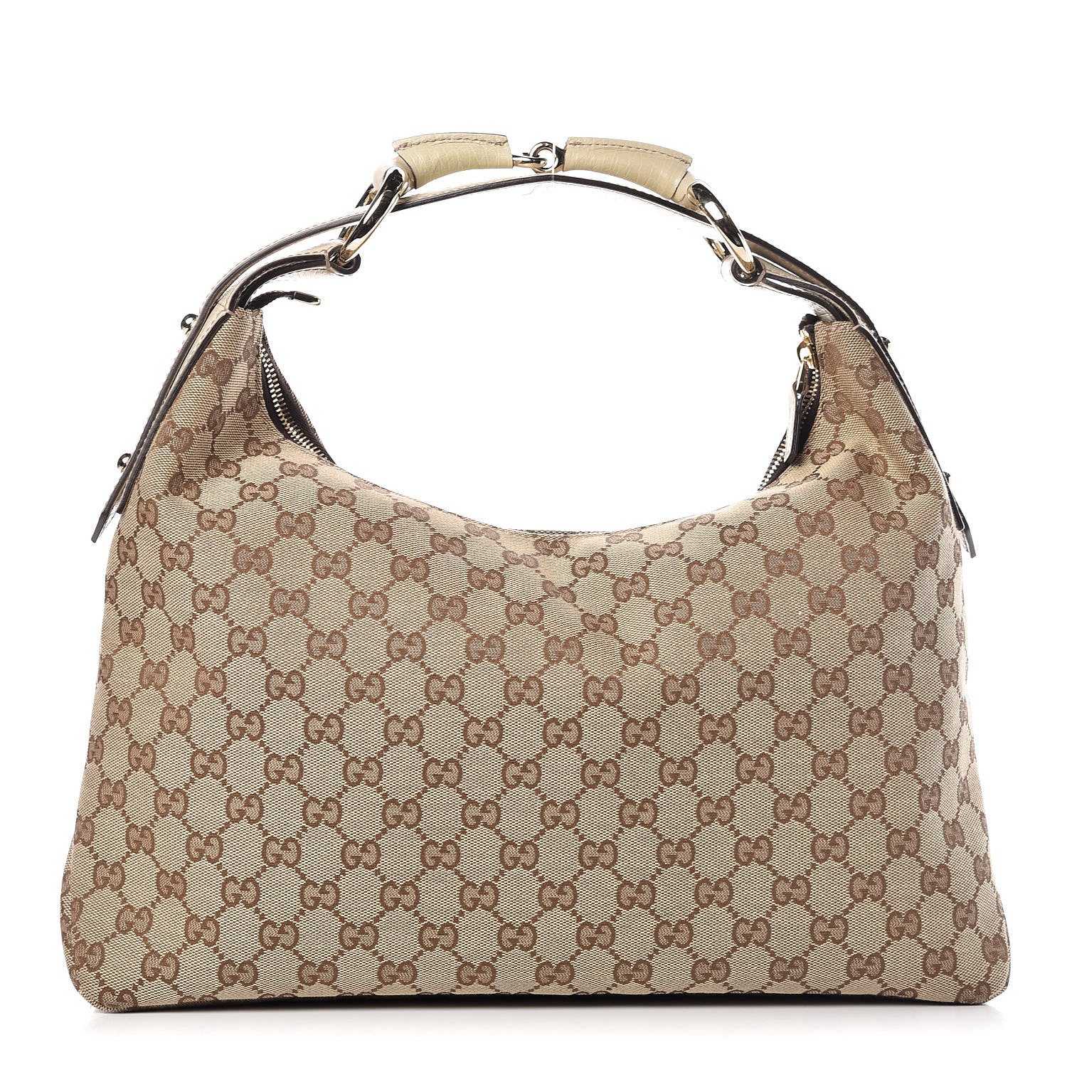 Gucci Monogram Medium Horsebit Chain Hobo Off White 1 of 10