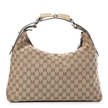 Gucci Monogram Medium Horsebit Chain Hobo Off White 1 of 10