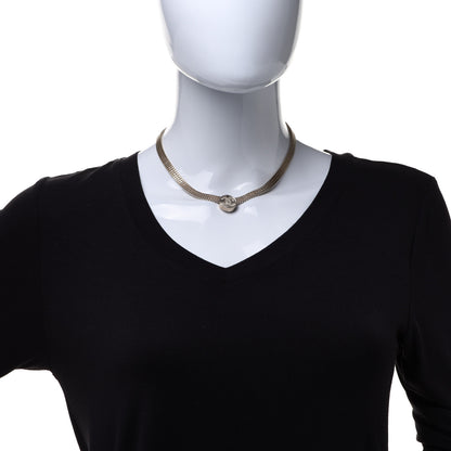 Chanel Metal Chain Link CC Medallion Choker Necklace Gold 2 of 6