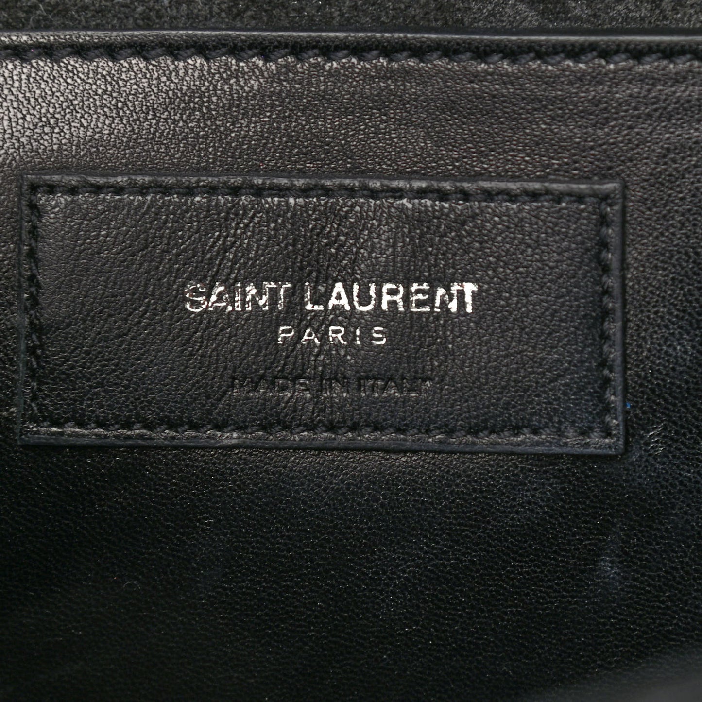 Calfskin Crocodile Embossed Classic Monogram Tassel Clutch Black