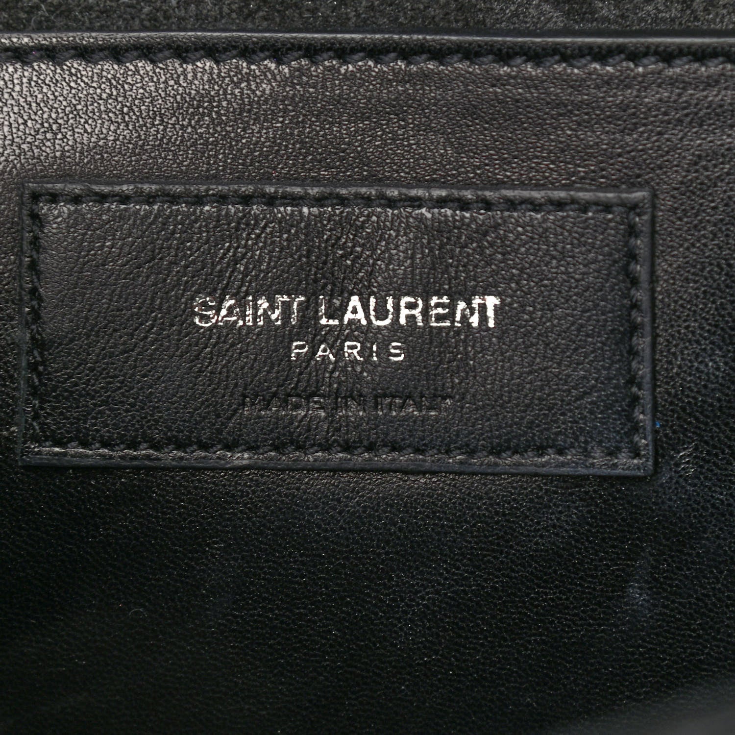 Saint Laurent Calfskin Crocodile Embossed Classic Monogram Tassel Clutch Black 6 of 7