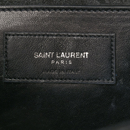 Saint Laurent Calfskin Crocodile Embossed Classic Monogram Tassel Clutch Black 6 of 7