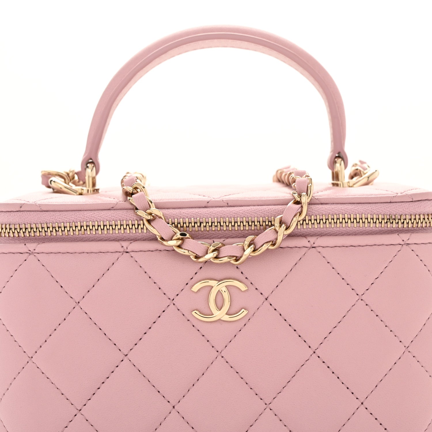 Chanel Lambskin Quilted Small Top Handle Vanity Case With Chain Pink 8 of 12