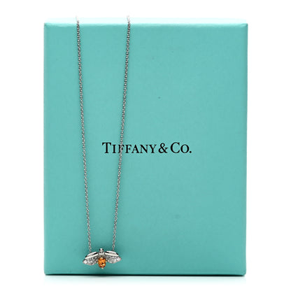 Tiffany Platinum 18K Yellow Gold Diamond Spessartine Paper Flowers Firefly Pendant Necklace 5 of 5