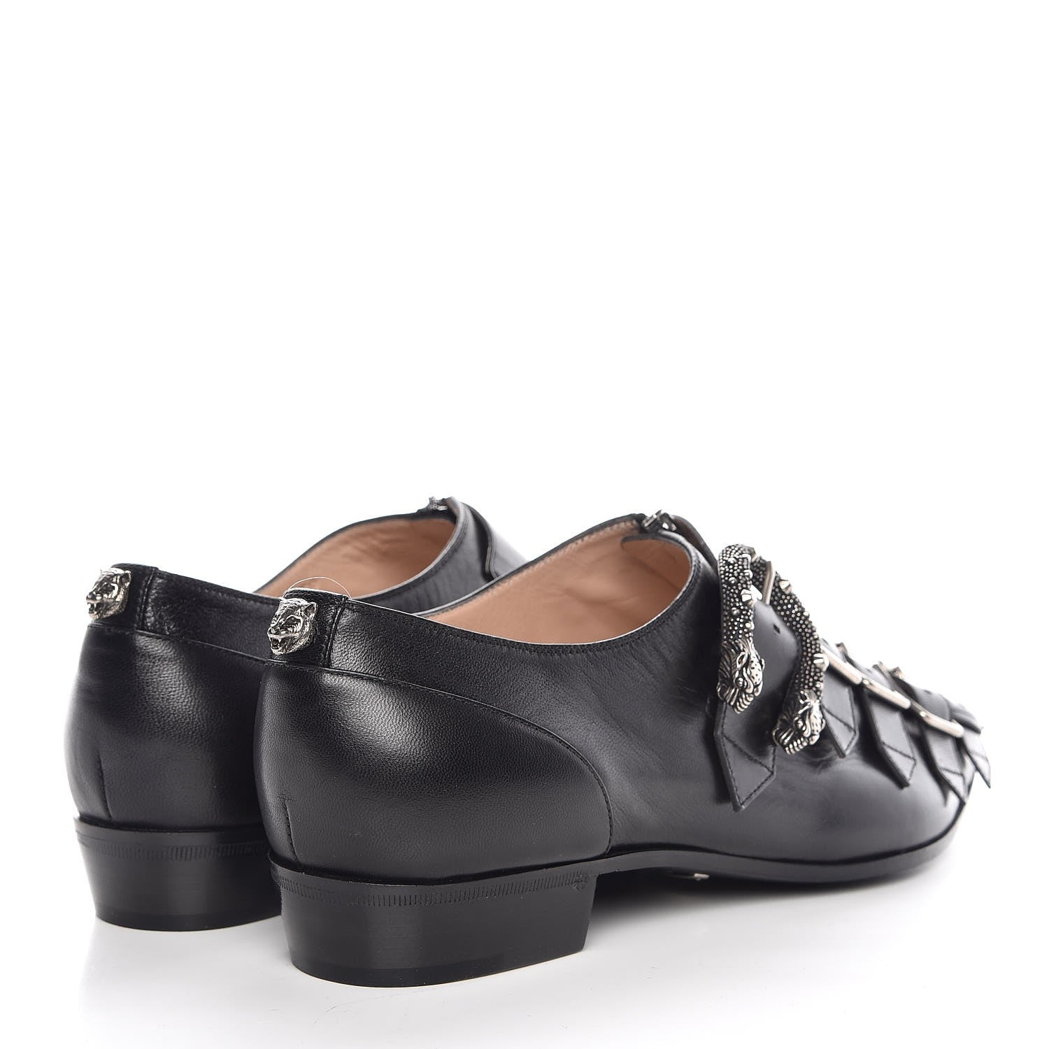 Gucci Malaga Kid Womens Susan Buckle Loafers 39 Black 4 of 8