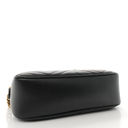 Gucci Calfskin Matelasse Small GG Marmont Chain Shoulder Bag Black 4 of 13