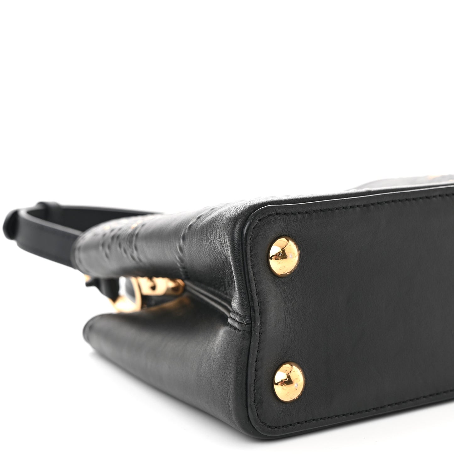 Calfskin Studded Flower Capucines BB  Black