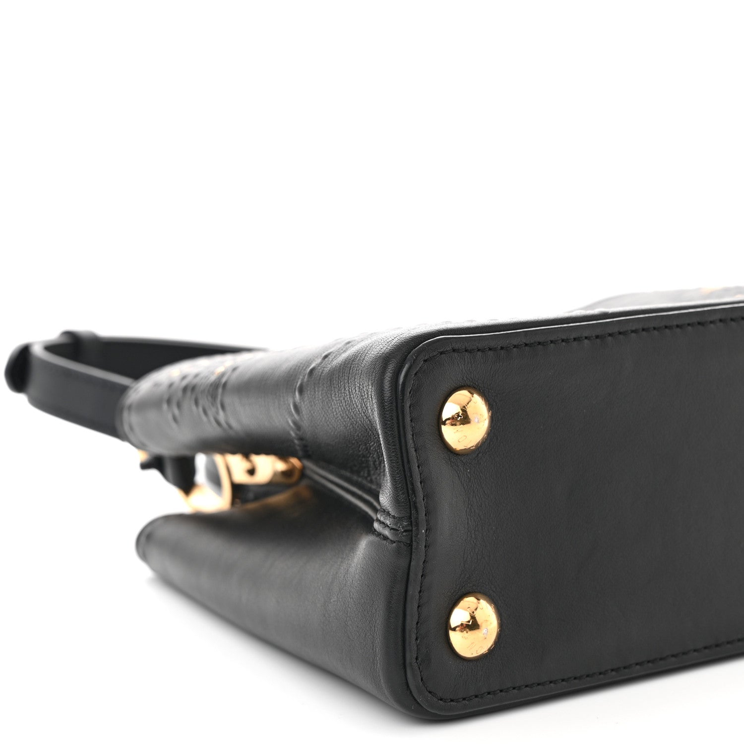 Louis Vuitton Calfskin Studded Flower Capucines BB  Black 8 of 10