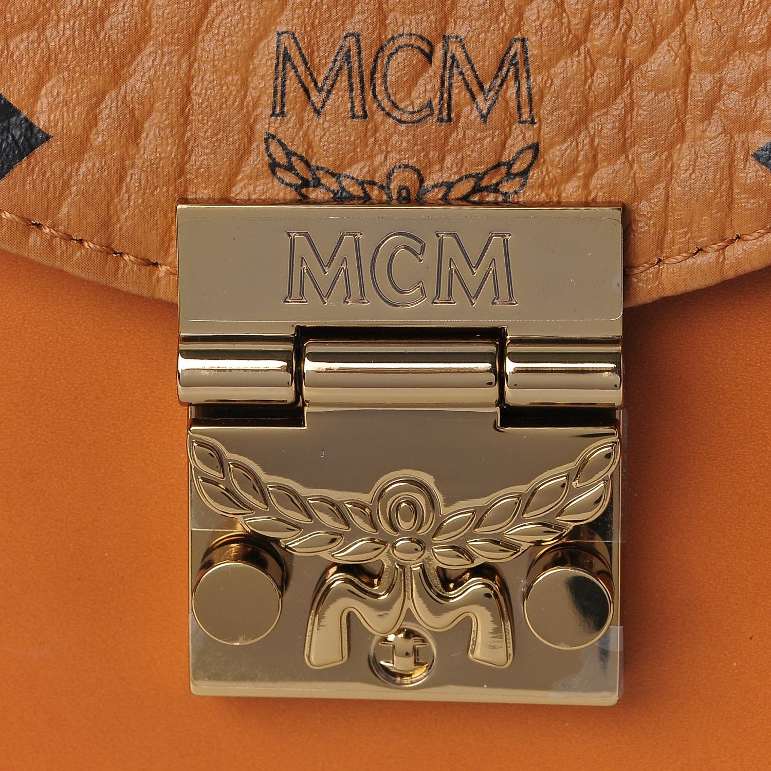 MCM Visetos Medium Patricia Satchel Cognac 18 of 20