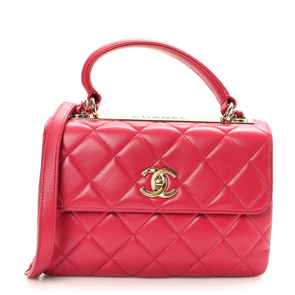 Chanel Lambskin Quilted Small Trendy CC Dual Handle Bag Dark Pink 1 of 9