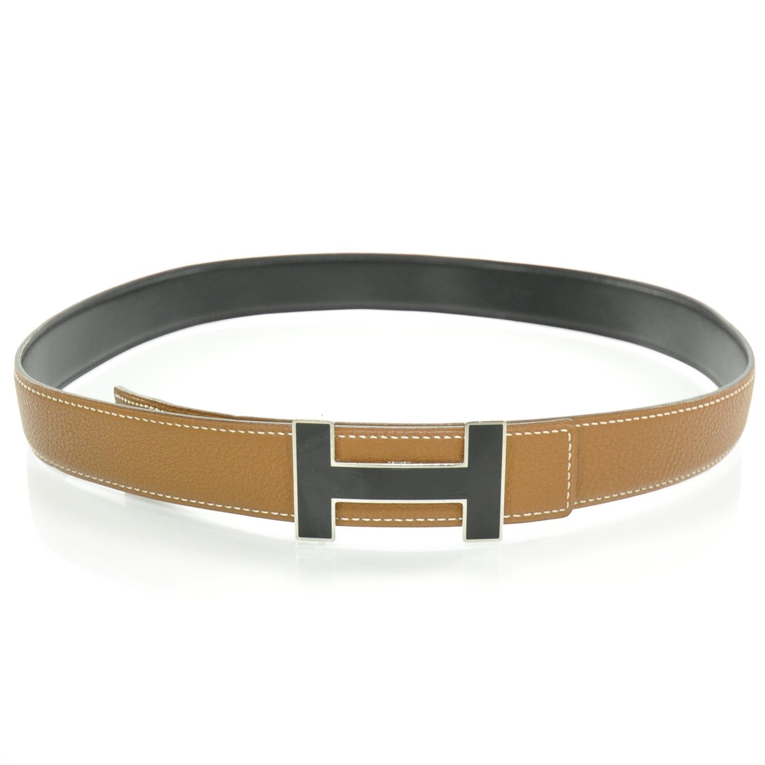 Hermes Leather Enamel H Reversible Belt 85 1 of 8