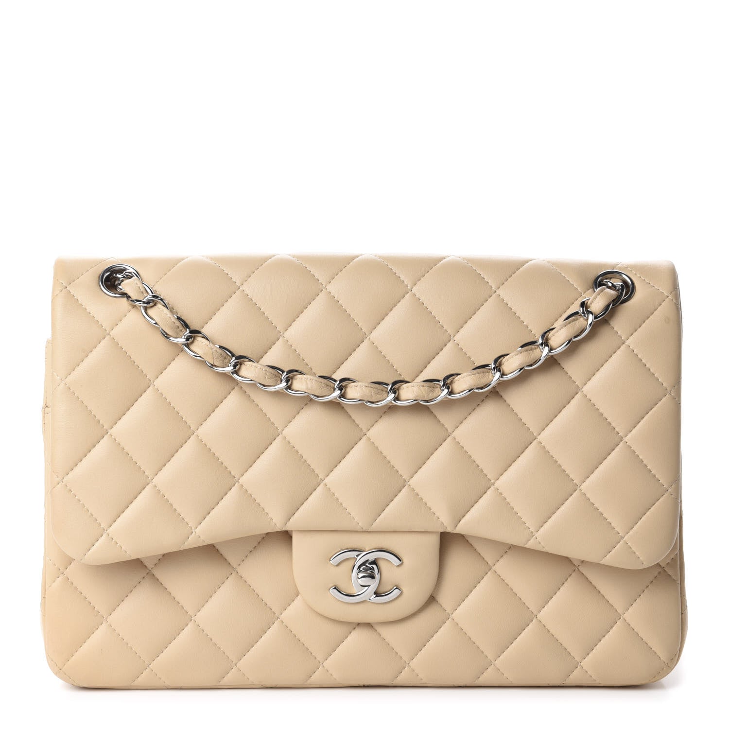 Chanel Lambskin Quilted Jumbo Double Flap Beige Clair 1 of 12