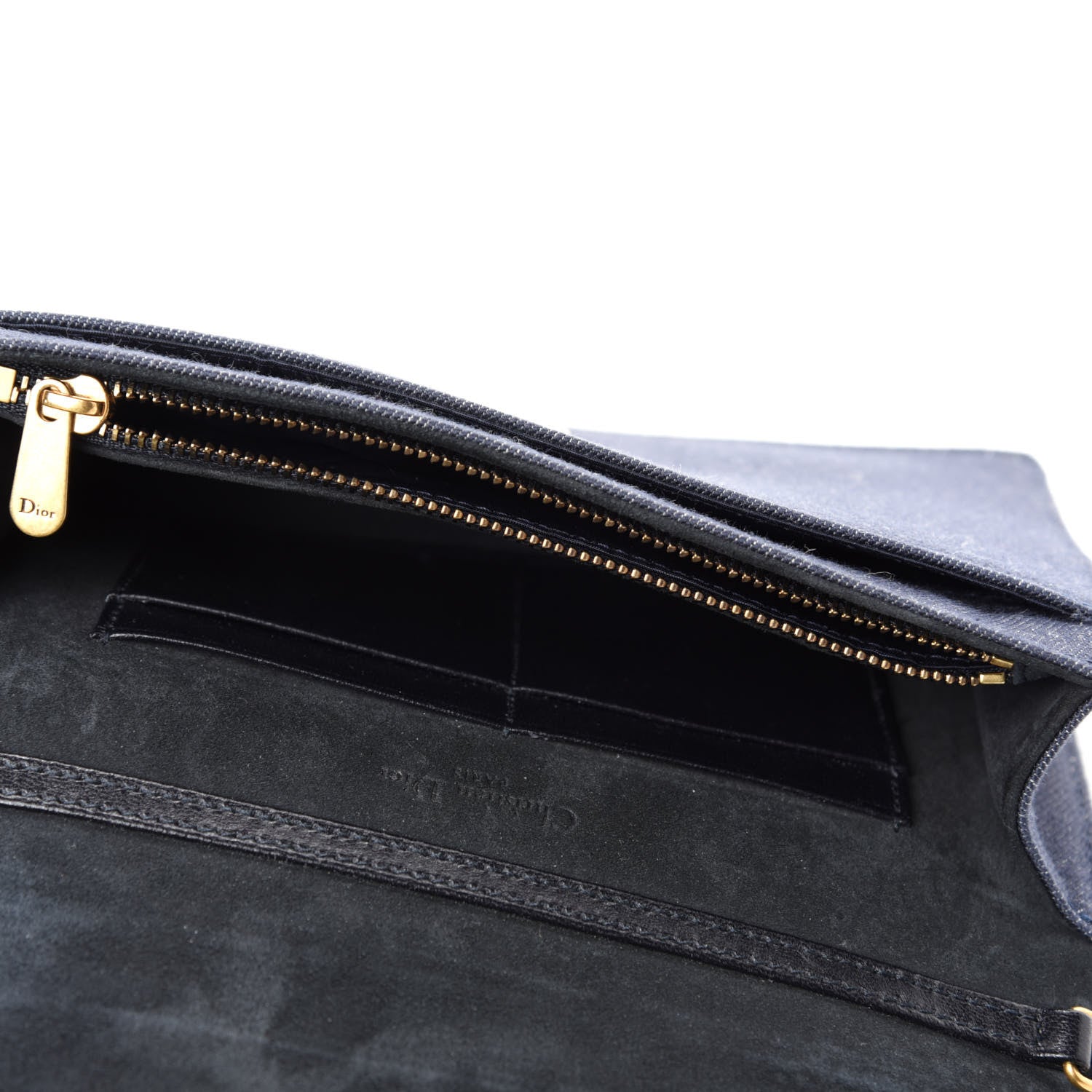 Christian Dior Denim Studded Diorama Wallet on Chain Pouch Blue 5 of 10