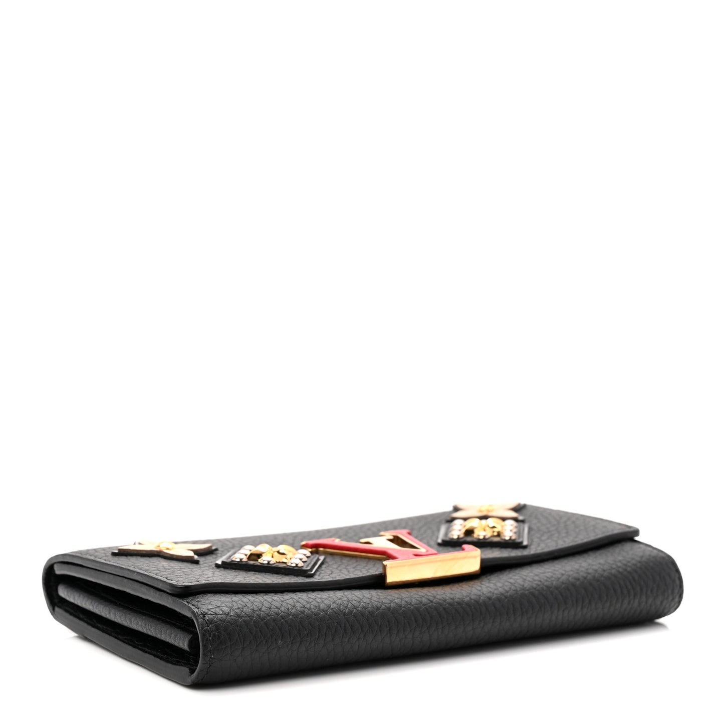 Taurillon Mechanical Flowers Smile Capucines Wallet Black