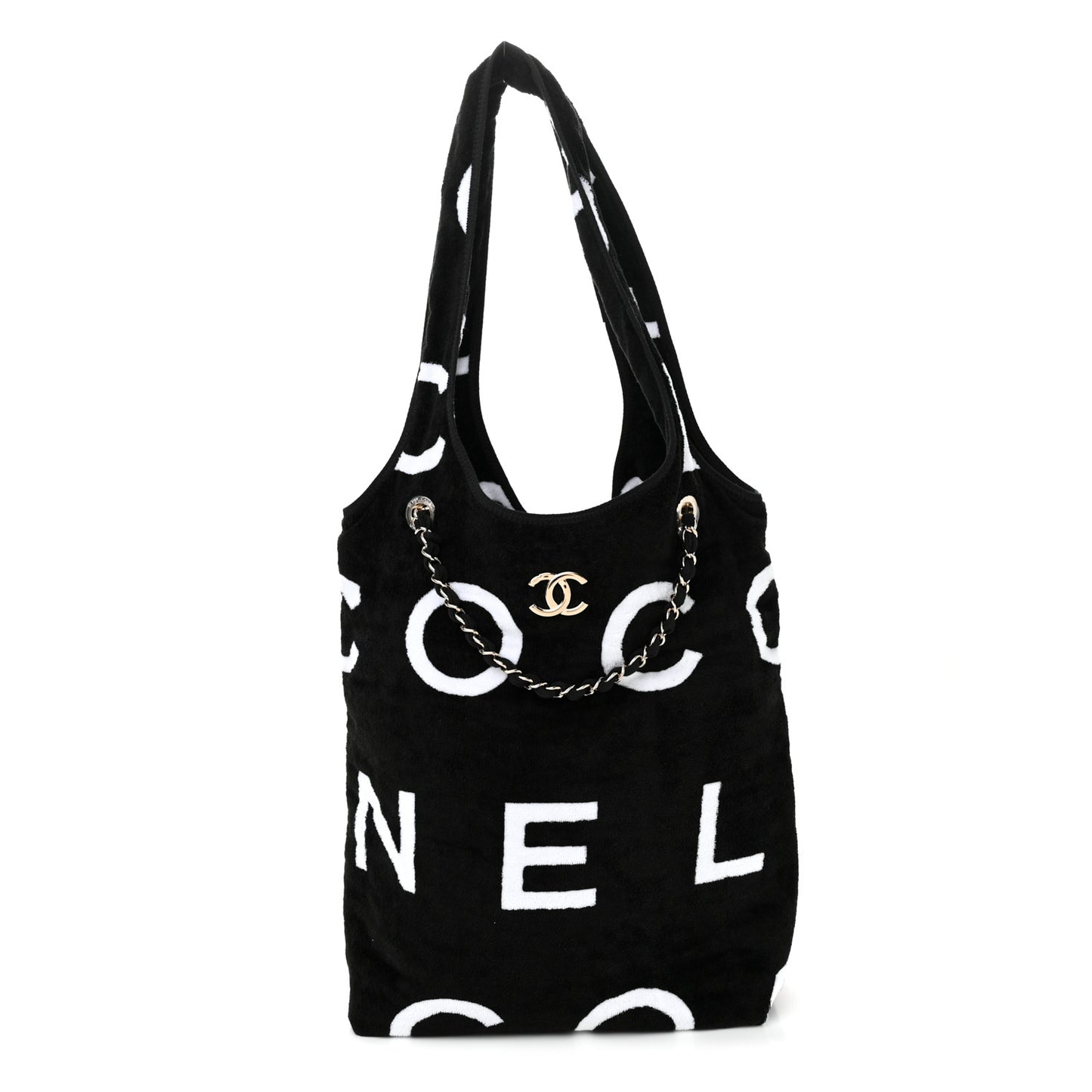 Terry Cotton Logo Beach Hobo Black White