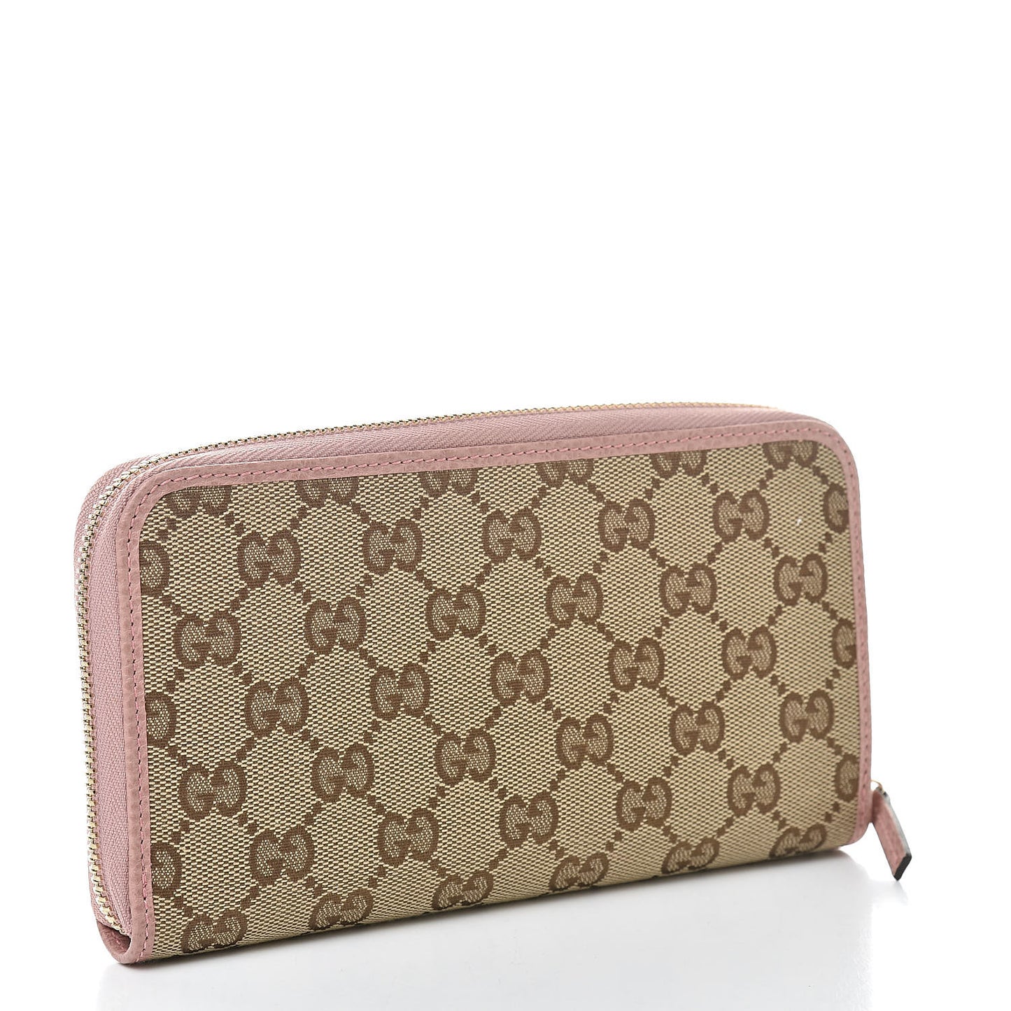 Monogram Dollar Calfskin Zip Around Wallet Beige Ebony Soft Pink