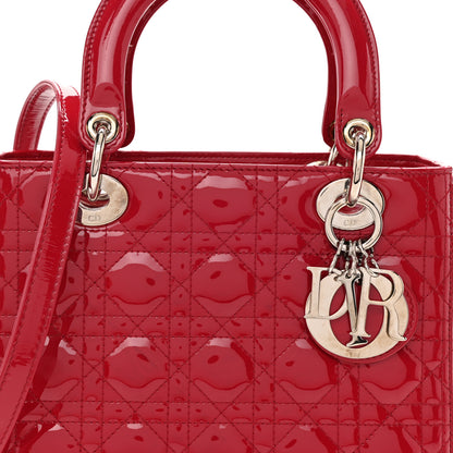 Christian Dior Patent Cannage Medium Lady Dior Red 8 of 13