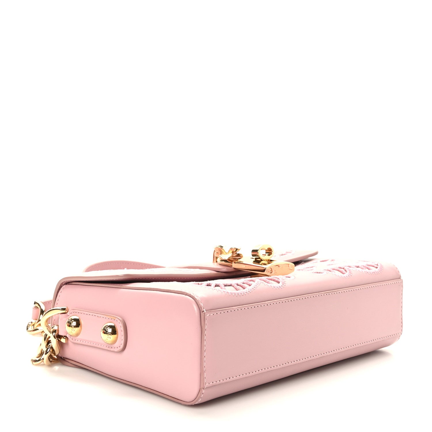 Dolce & Gabbana Lambskin Embroidered Laser Cut Shoulder Bag Rose Poudre 4 of 8