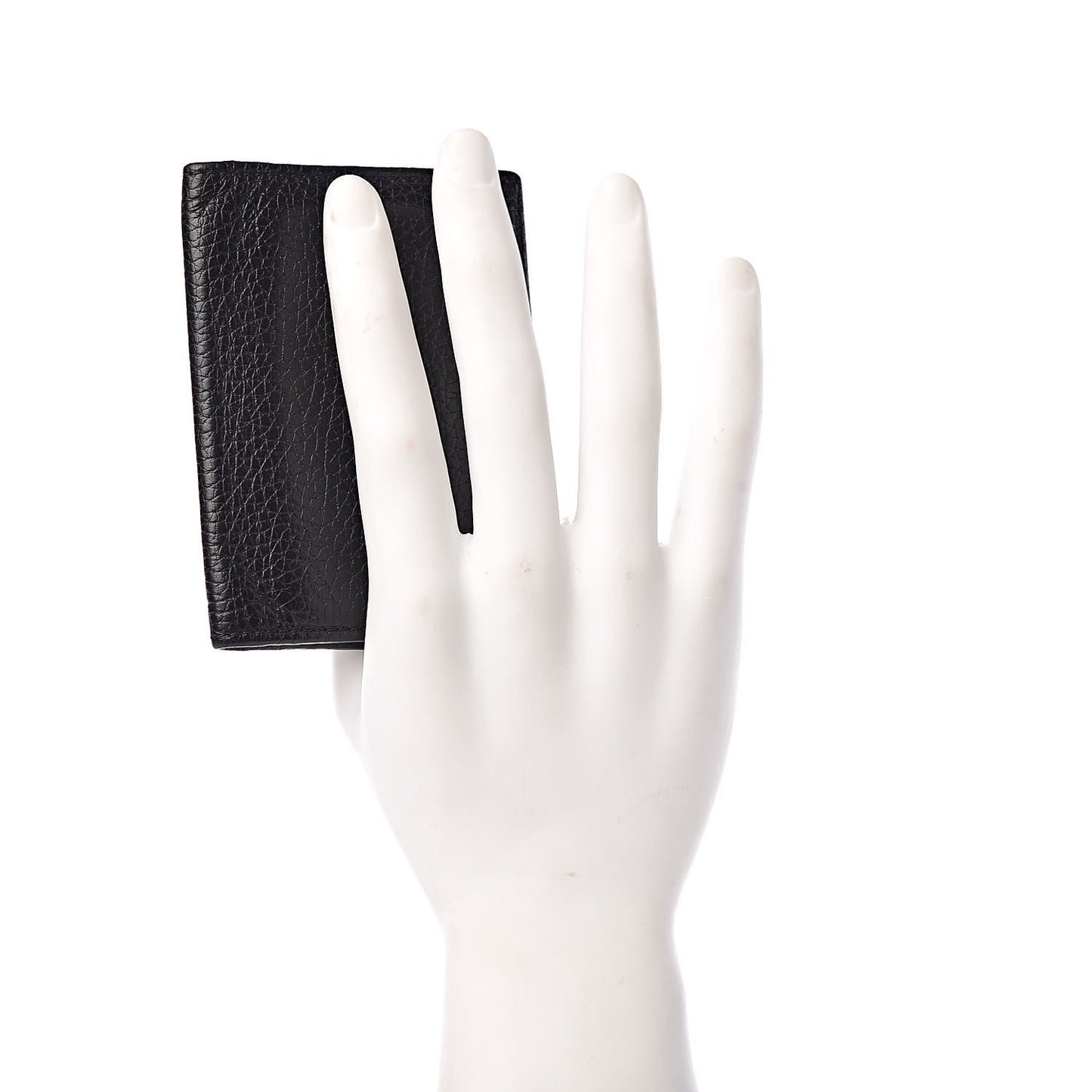 Grained Calfskin Bi-Fold Card Holder Black