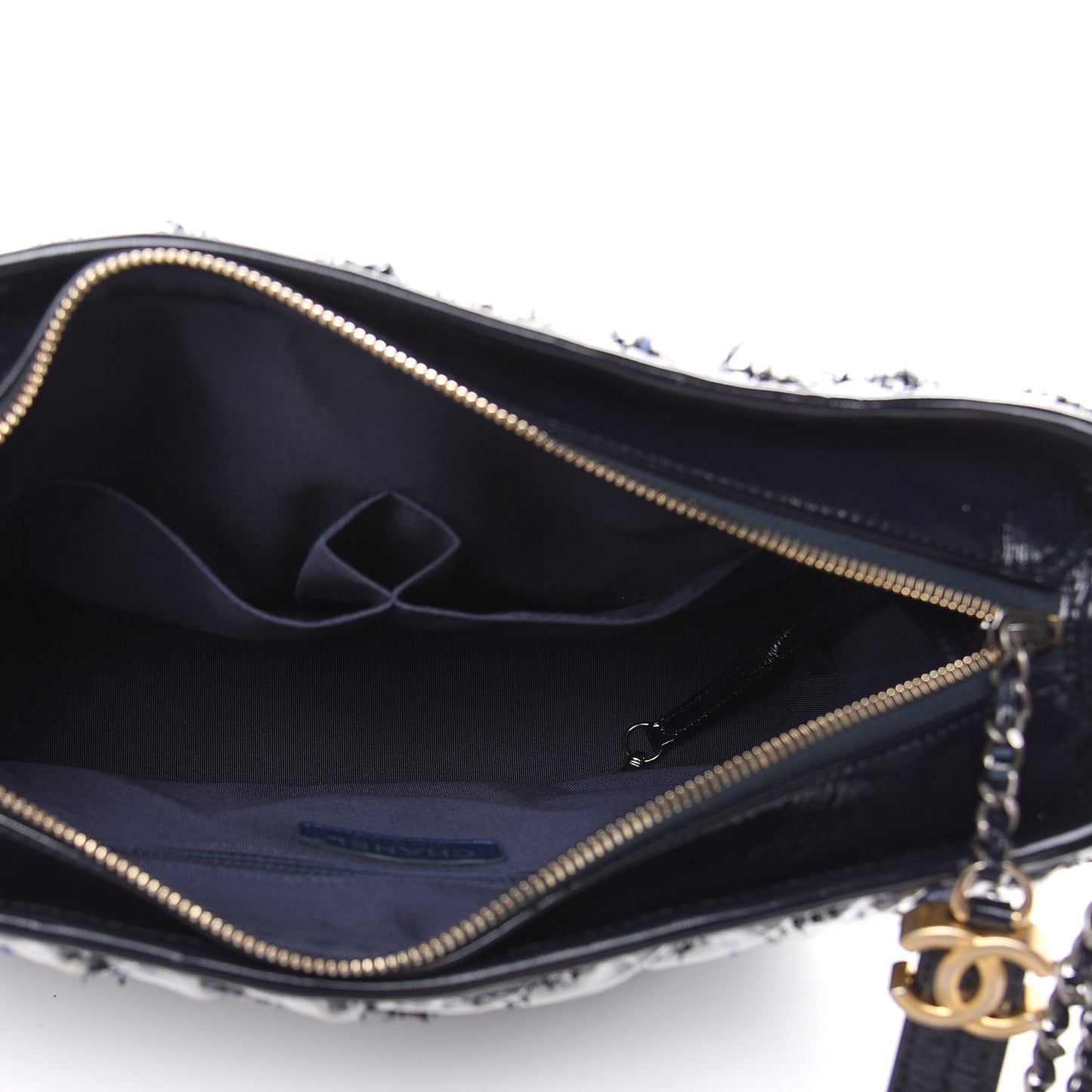 Tweed PVC Patent Chevron Quilted Medium Gabrielle Hobo Blue