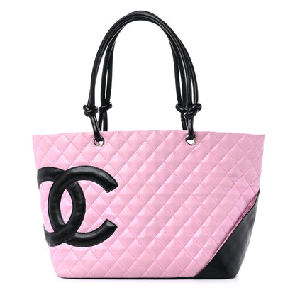 Chanel Calfskin Quilted Large Cambon Tote Pink Black 1 of 20