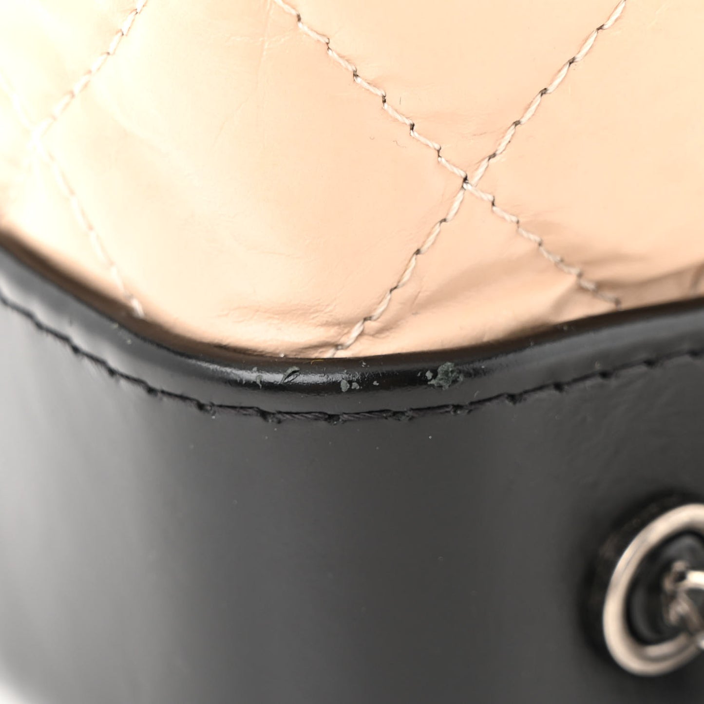 Aged Calfskin Quilted Small Gabrielle Backpack Beige Black