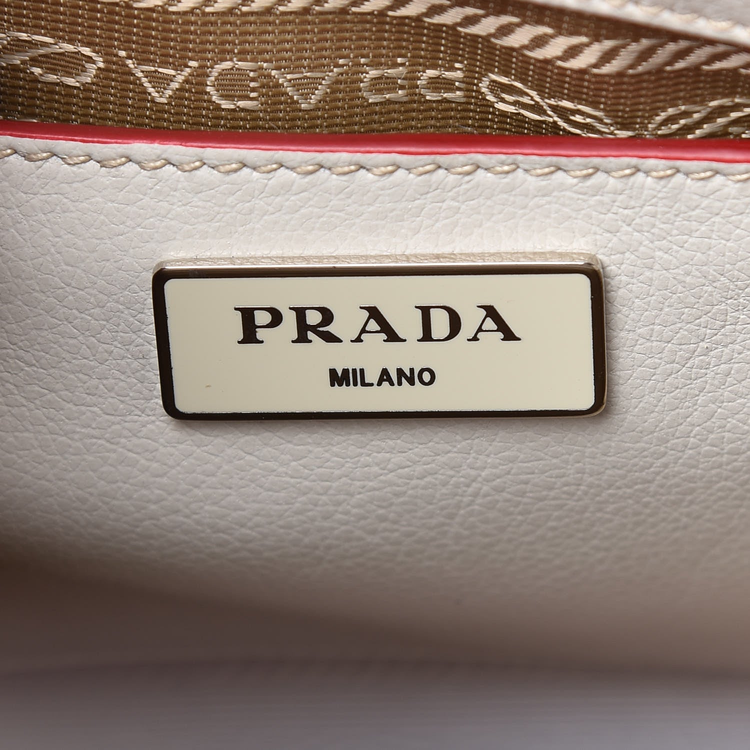 Prada Glace Calf Suede Mini Twin Pocket Tote Talco Rosso 6 of 9