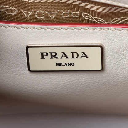 Prada Glace Calf Suede Mini Twin Pocket Tote Talco Rosso 6 of 9