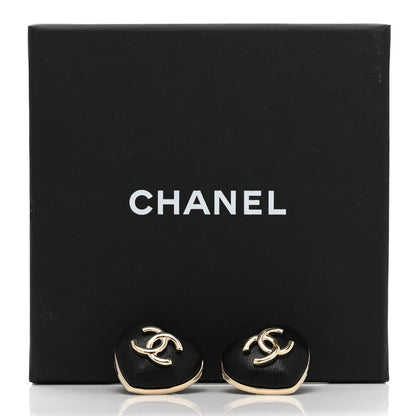 Chanel Lambskin CC Heart Earrings Black Gold 5 of 5