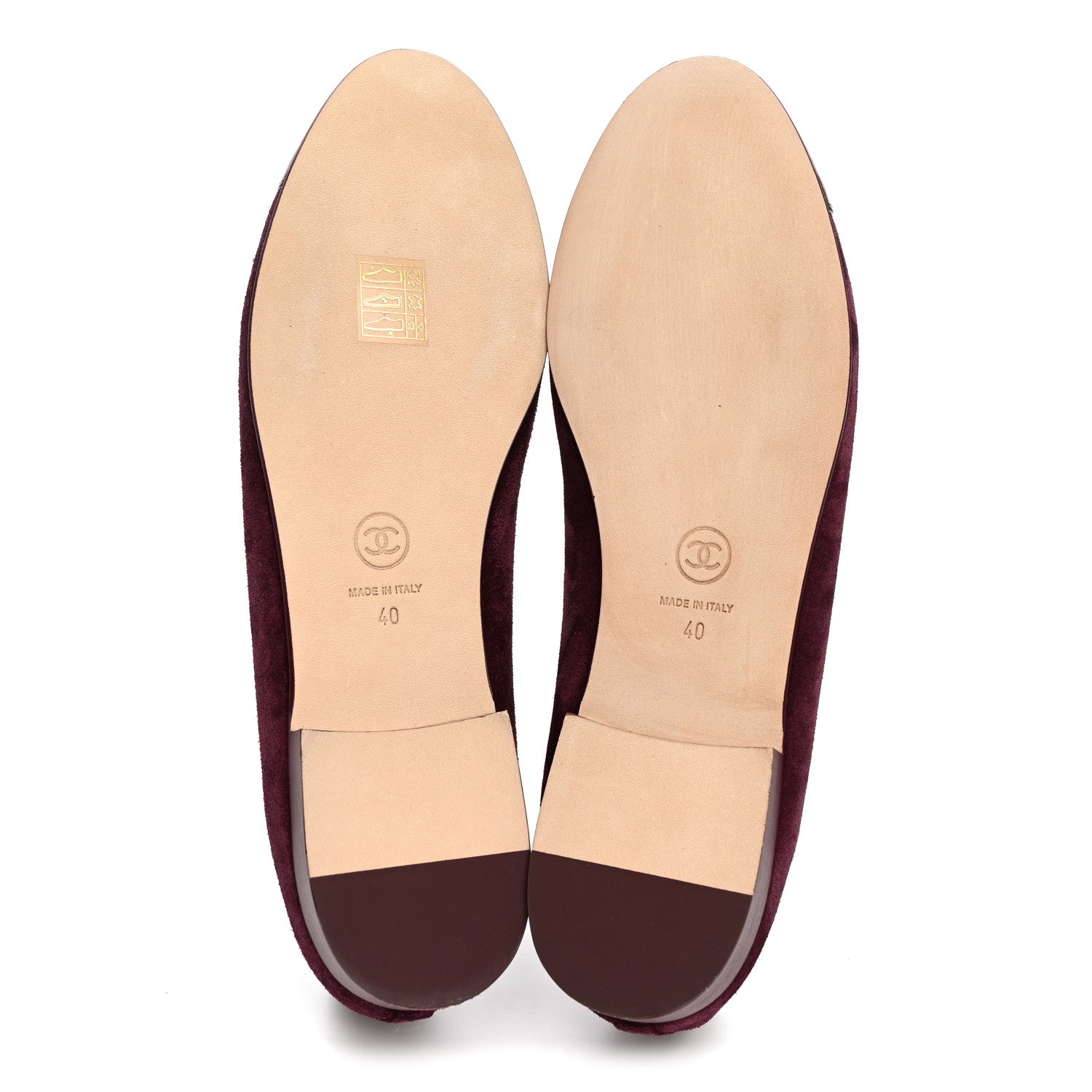 Chanel Suede Patent Calfskin Cap Toe CC Ballerina Flats 40 40 Burgundy 6 of 10