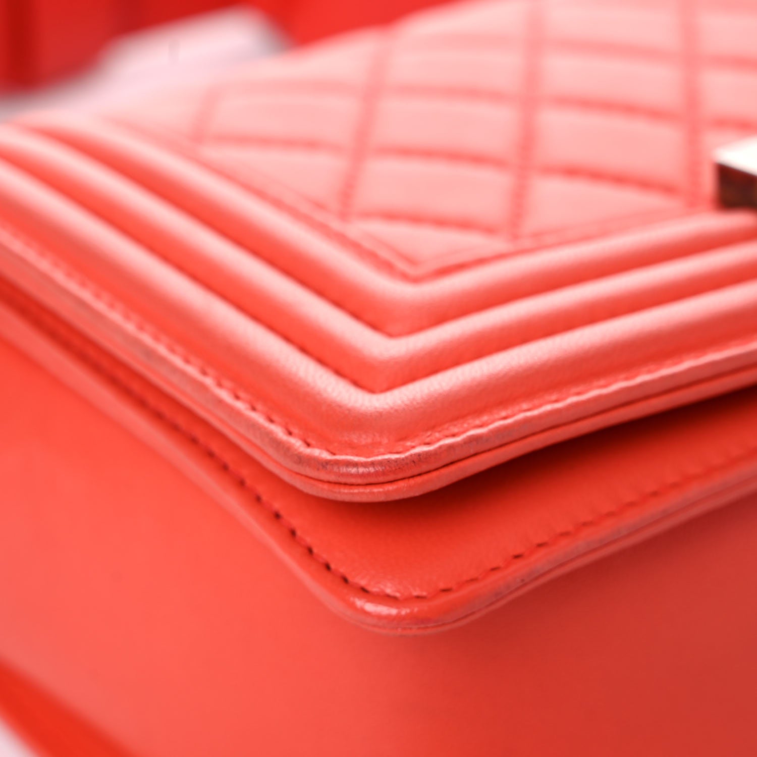 Chanel Lambskin Stingray Quilted Small Boy Flap Orange 8 of 20