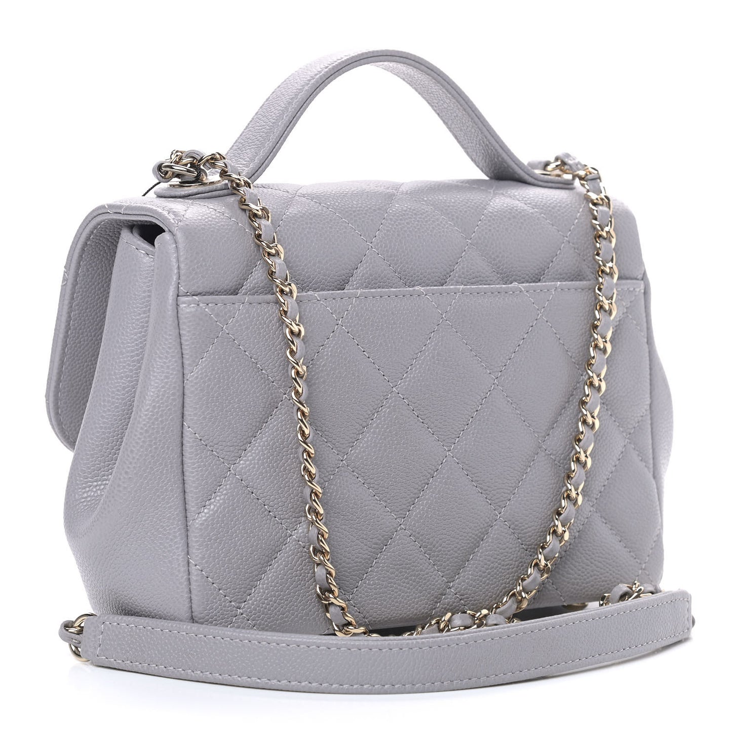 Caviar Quilted Small Business Affinity Flap Grey