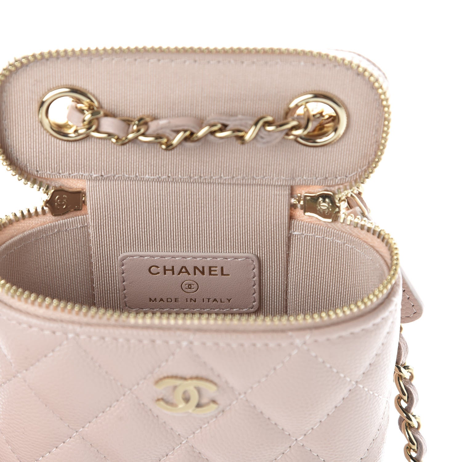 Chanel Caviar Quilted Small Vertical Coco Beauty Vanity Case With Chain Light Pink 8 of 10