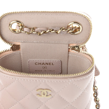 Chanel Caviar Quilted Small Vertical Coco Beauty Vanity Case With Chain Light Pink 8 of 10