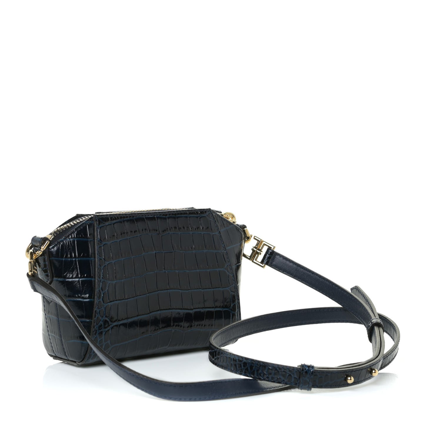 Calfskin Crocodile Embossed Nano Antigona Navy