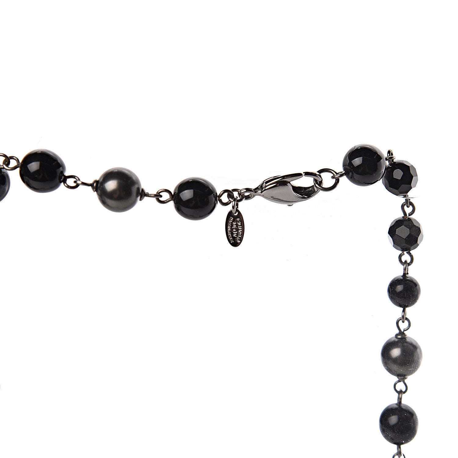 Chanel Ruthenium Pearl Beaded CC Long Necklace Black 5 of 5