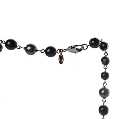 Chanel Ruthenium Pearl Beaded CC Long Necklace Black 5 of 5