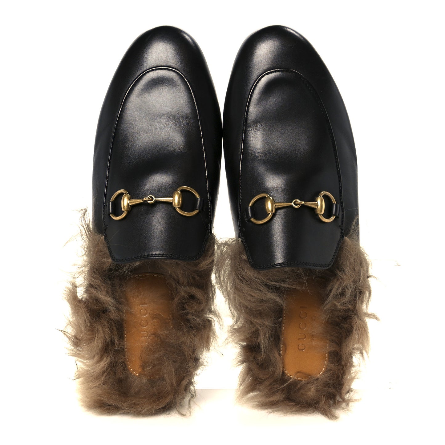 Calfskin Fur Womens Princetown Slippers 36.5 Black