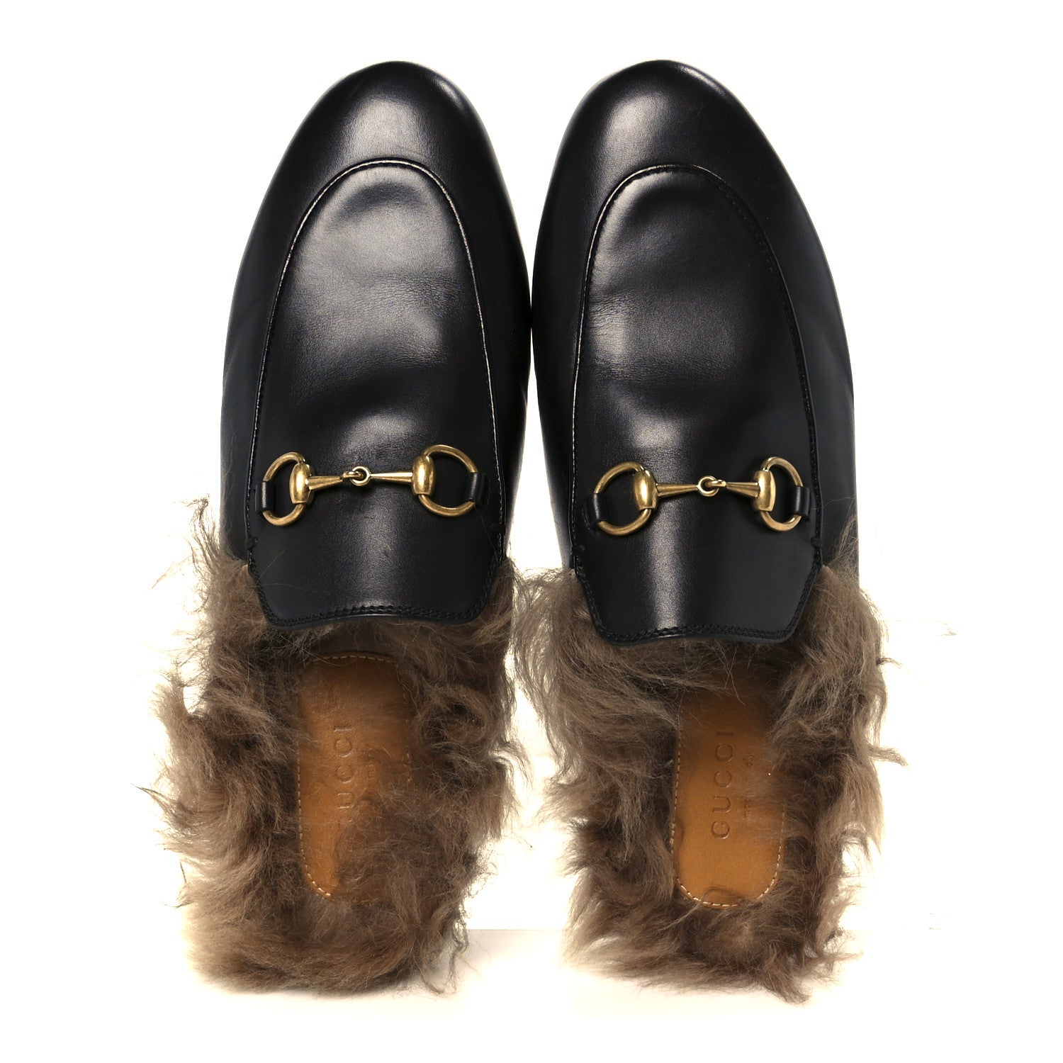 Gucci Calfskin Fur Womens Princetown Slippers 36.5 Black 2 of 9