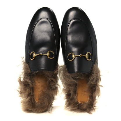 Gucci Calfskin Fur Womens Princetown Slippers 36.5 Black 2 of 9